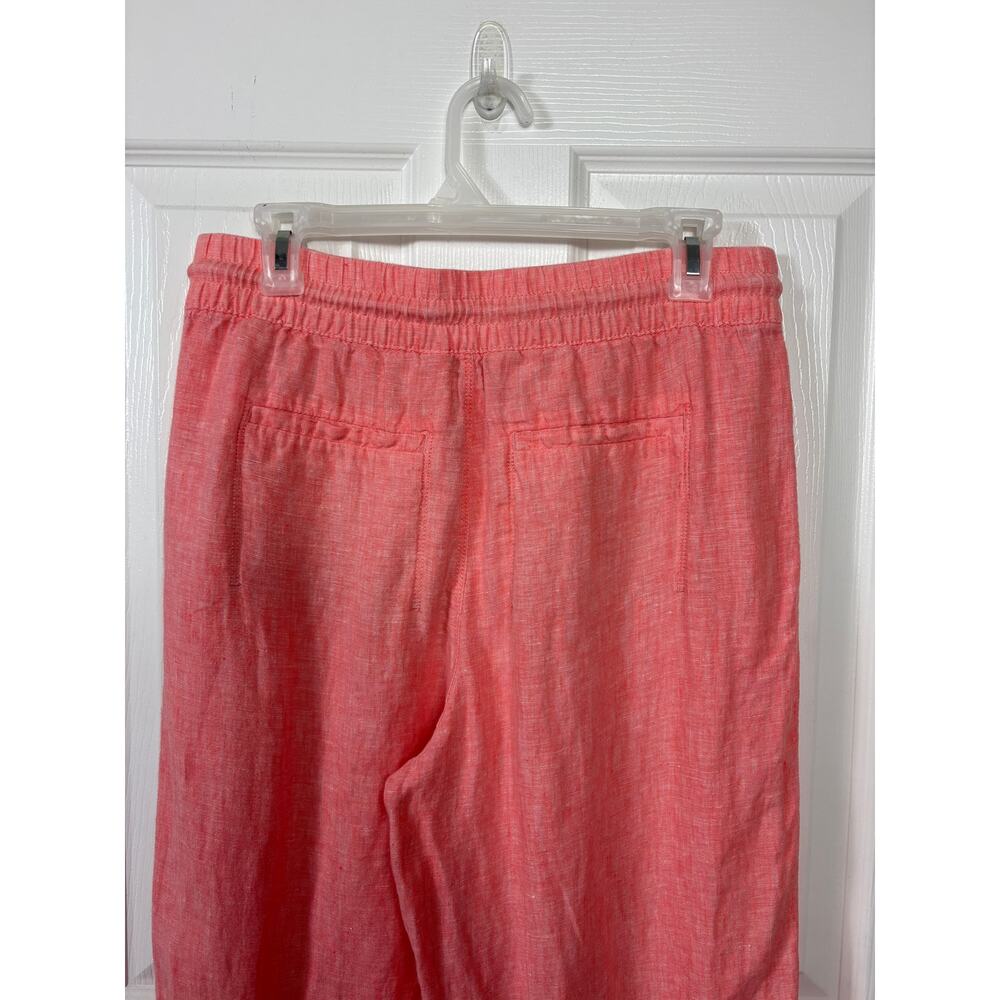 Athleta Retreat 100% Linen Pants Wide Leg Sunset Glow Size 6 Drawstring Pull On - Picture 7 of 14
